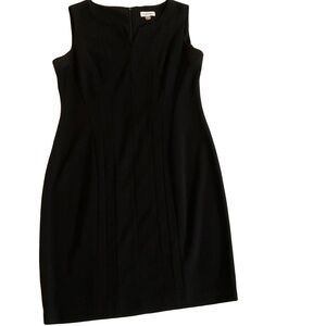 Calvin‎ Klein Black Sleeveless V-Neck Vertical Seaming Sheath Dress 14